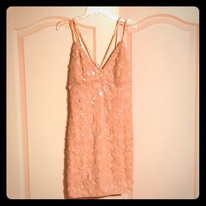 Cream Sequined Cocktail Dress
